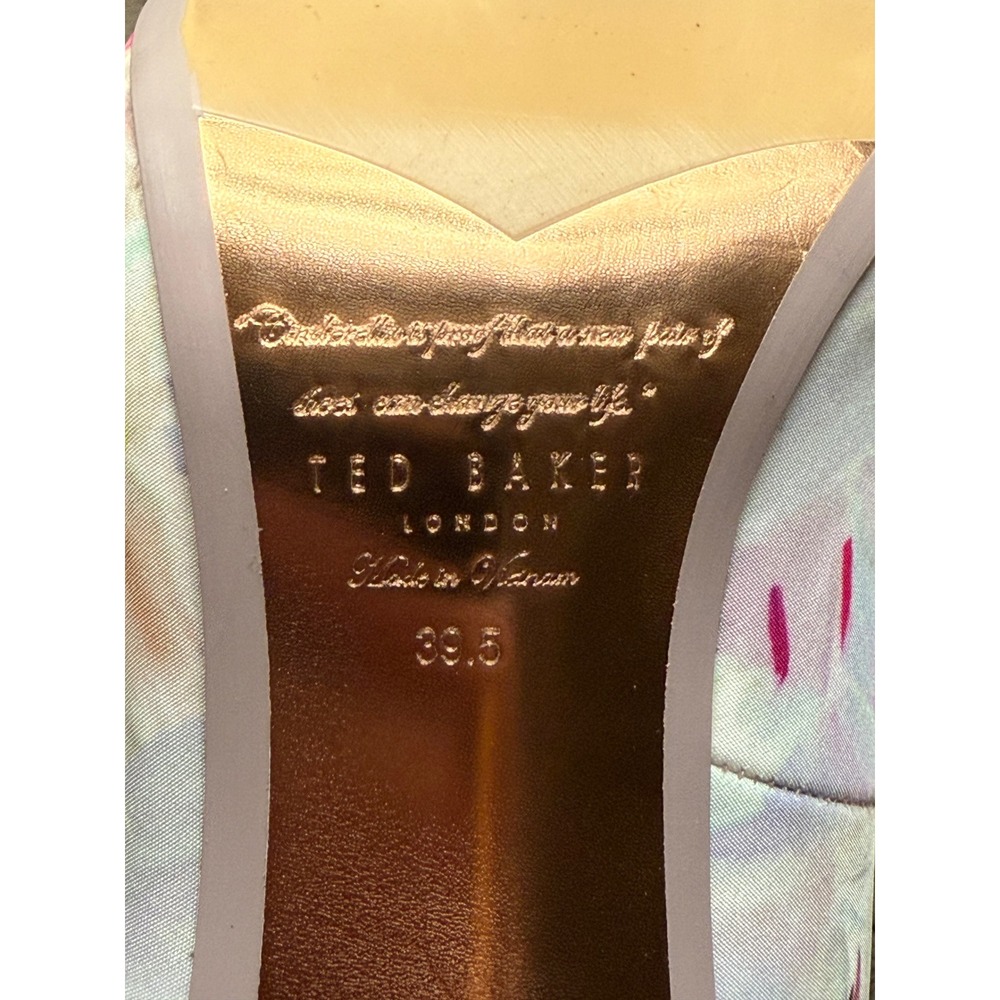 Ted Baker London Floral Satin Pointed Toe Pumps Rose Gold Detail Heels Size 38.5 - Picture 7 of 7